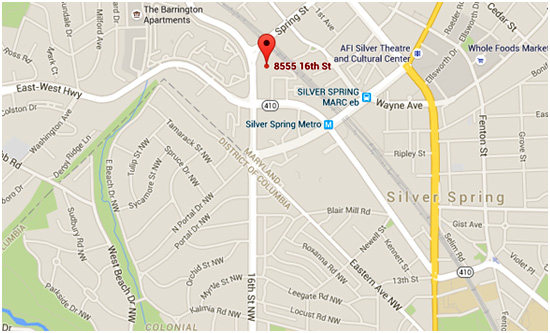 map to8555 16th Street, Suite 403 Silver Spring, MD 20910